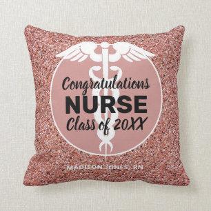 Nurse Abschluss Rose Gold Glitzer Personalisiert Kissen