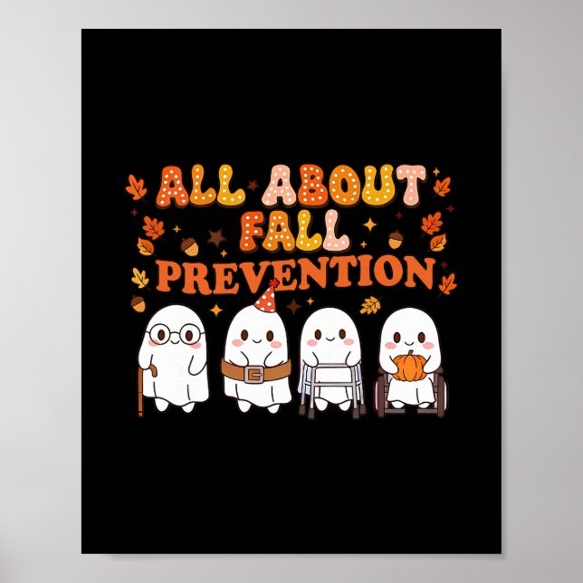 Nurse All About Fall Prevention Cute Ghosts Autumn Poster (Vorne)