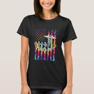 Nurse American Flag US Patriotic Gefärbte Krawatte T-Shirt
