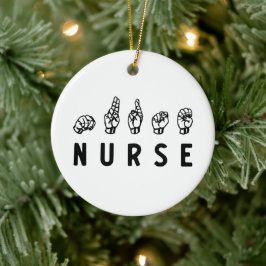 Nurse ASL Handzeichen Sprache Pflege Grad RN Gesch Keramik Ornament