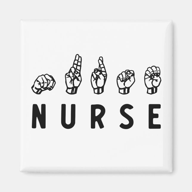 Nurse ASL Handzeichen Sprache Pflege Grad RN Gesch Magnet (Vorne)