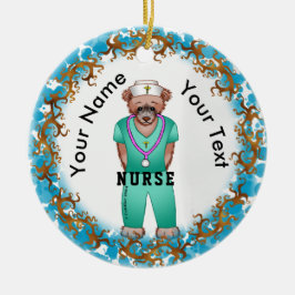 Nurse Bear rund Ornament