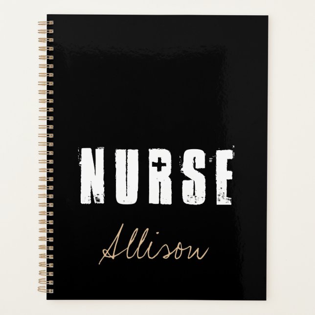 Nurse Black et Gold Stylish Personnalisé  (Devant)
