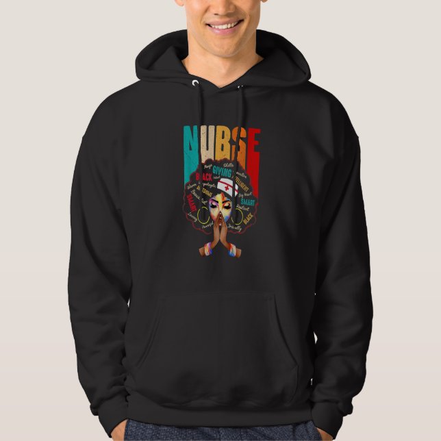 Nurse Black Woman Magic Afro Melanin Queen Black H Hoodie (Vorderseite)