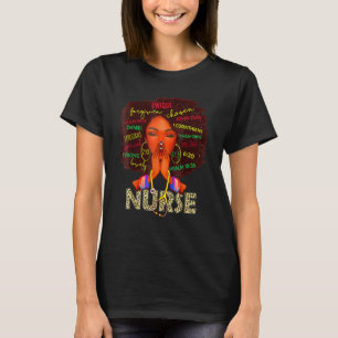 Nurse Black Woman Magic Afro Melanin Queen Black H T-Shirt