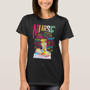 Nurse Black Woman Magic Afro Melanin Queen Black H T-Shirt