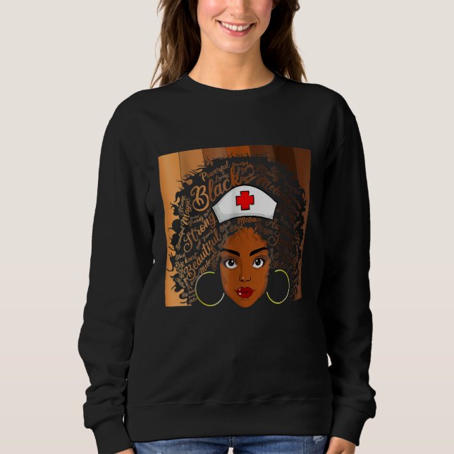 Nurse Black Women Black History Month Afro African Sweatshirt (Vorderseite)