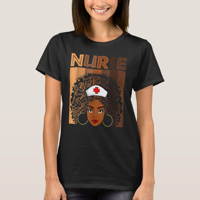 Nurse Black Women Black History Month Afro African T-Shirt (Vorderseite)