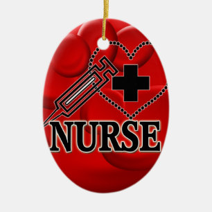 NURSE BLUTZELLEN SYRINGE HERZLOGO KERAMIKORNAMENT