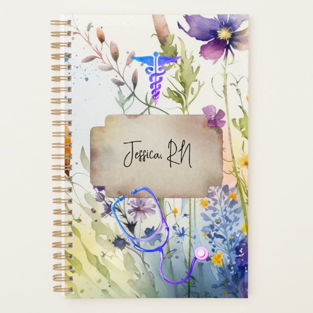 Nurse Boho Medical Wildblume Floral Healthcare Planer (Vorderseite)