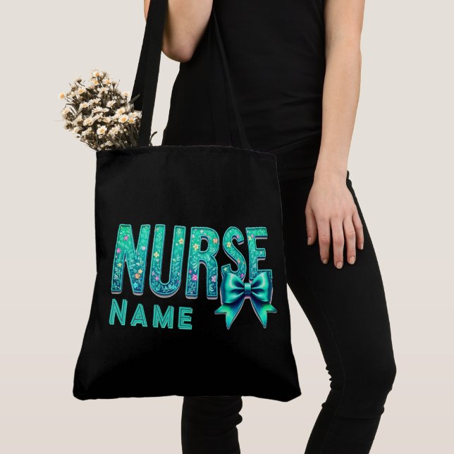 NURSE Bow Design – Elegant Nurse Custom Tote Bag (De près)