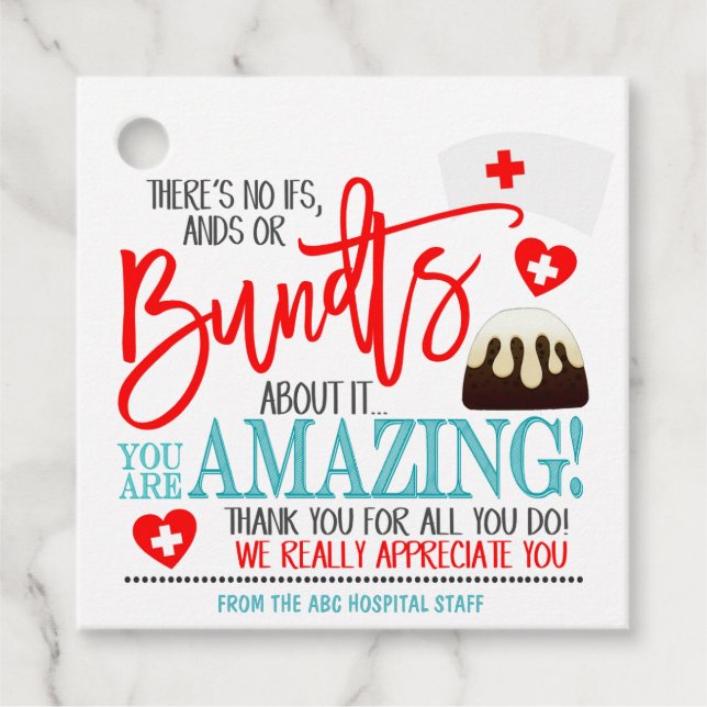 Nurse Bundt Cake-Geschenk-Tag Geschenkanhänger (Vorderseite)
