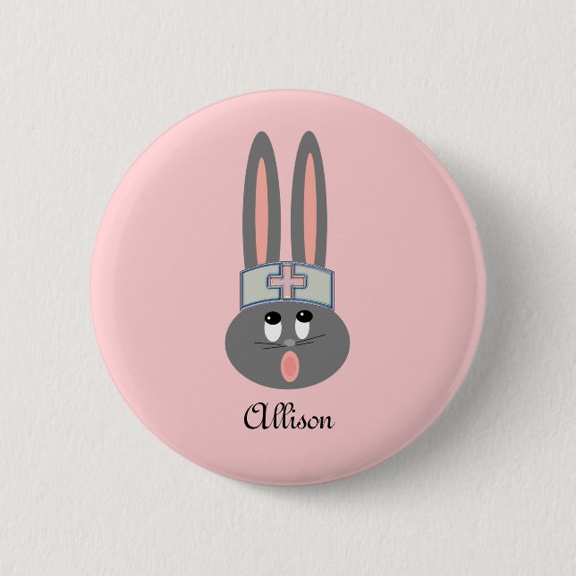 Nurse Bunny Medical Blush Pink Personalized Button (Vorderseite)