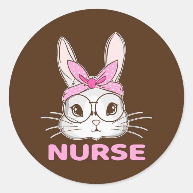 Nurse Bunny Oaster Day Niedlich Rabbit Nursing RN  Runder Aufkleber (Vorderseite)