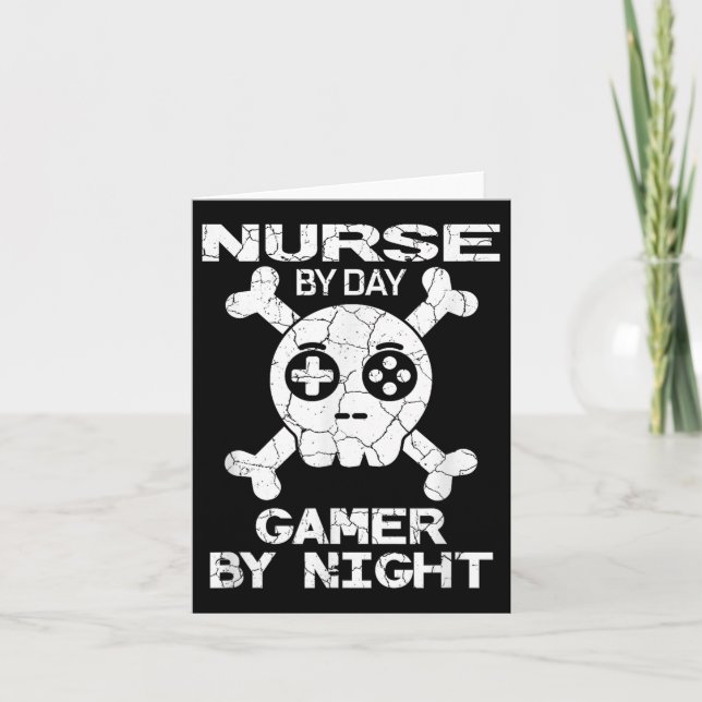 Nurse By Day Gamer By Night - Gaming Quote  Karte (Vorderseite)