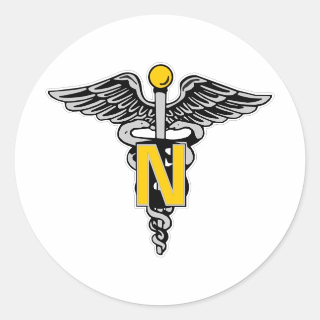 Nurse Caduceus Runder Aufkleber (Vorderseite)