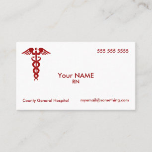 Nurse Caduceus White Visitenkarte