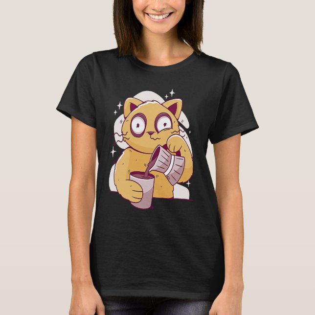 Nurse Caffeine Lover Coffee Drinking Funny Cat Dri T-Shirt (Vorderseite)