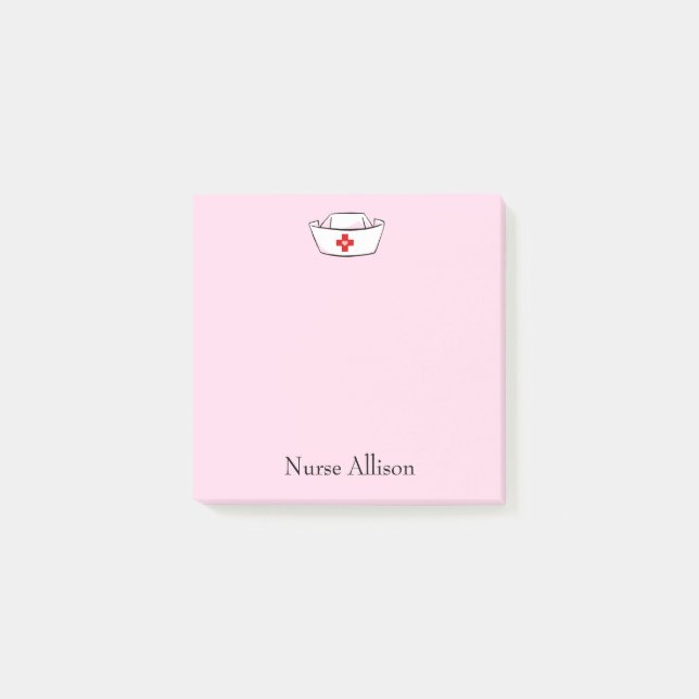 Nurse Cap Add Name Pink 3x3 Post-it Klebezettel (Vorderseite)