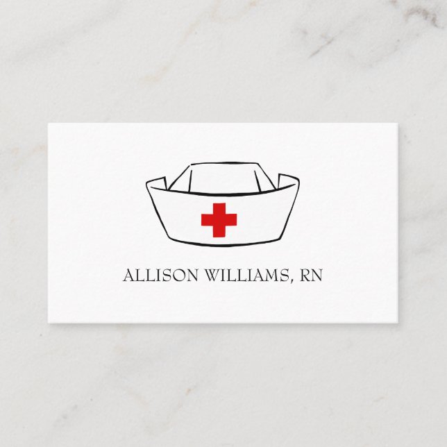 Nurse Cap Mit Monogramm Name Weiß Beruflich Visitenkarte (Vorderseite)