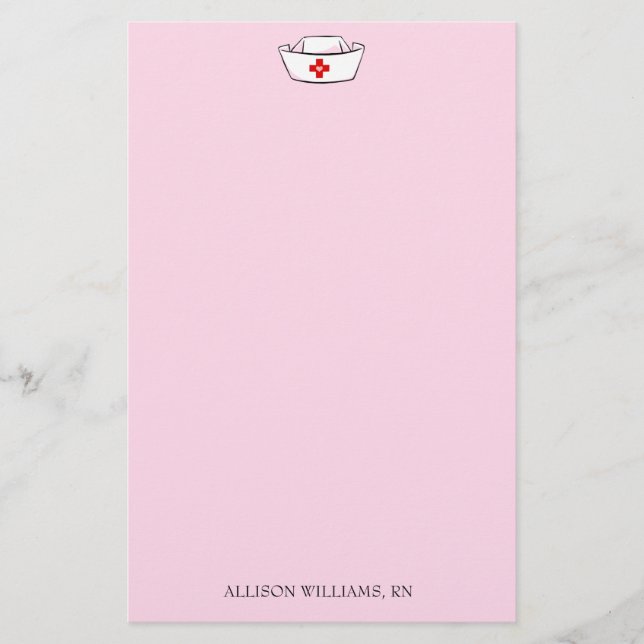 Nurse Cap-Name hinzufügen Rosa Briefpapier (Vorderseite)