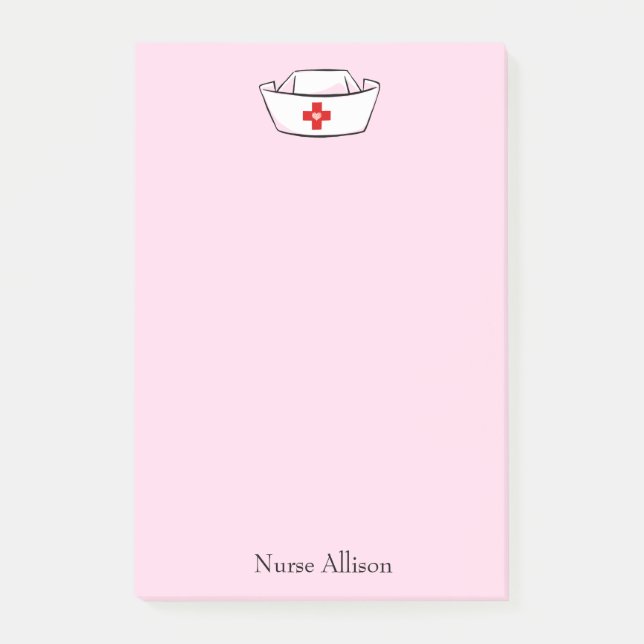 Nurse Cap Name Rosa 4x6 hinzufügen Post-it Klebezettel (Vorderseite)