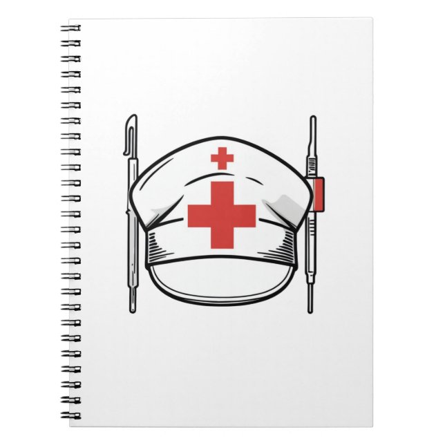 Nurse Cap with Red Cross and Medical Tools Design Notizblock (Vorderseite)