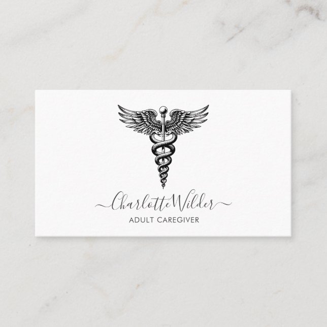 Nurse Caregiver Caduceus Visitenkarte (Vorderseite)