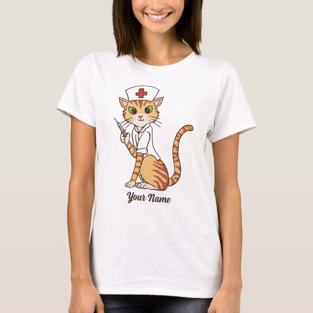 Nurse Cat - Ginger Tabby Nurse Cat Lover T-Shirt (Vorderseite)
