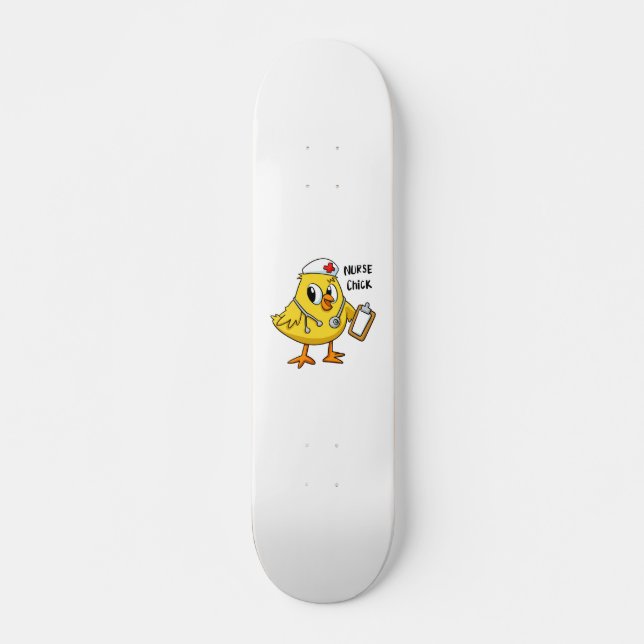 Nurse chick Cartoon | Hintergrundfarbe auswählen Skateboard (Vorne)