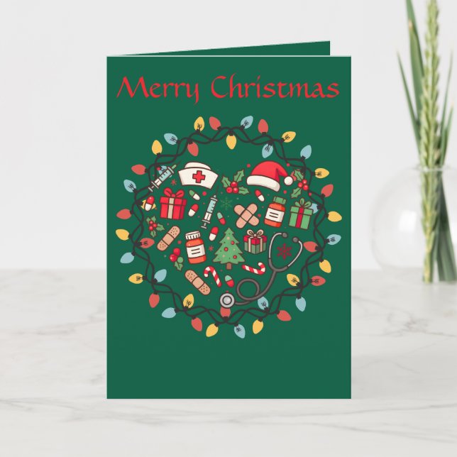 Nurse Christmas Folded Greeting Card Karte (Vorderseite)