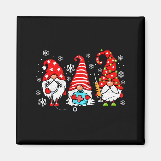 Nurse Christmas Gnomes Xmas Scrub Top Er Rn Nursin Magnet (Vorne)