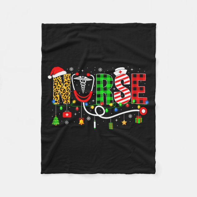 Nurse Christmas Stethoscope Nurses Xmas Pajamas Gi Fleecedecke (Vorderseite)