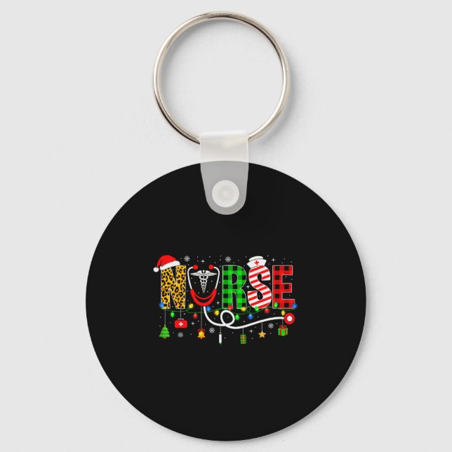 Nurse Christmas Stethoscope Nurses Xmas Pajamas Gi Schlüsselanhänger (Vorderseite)