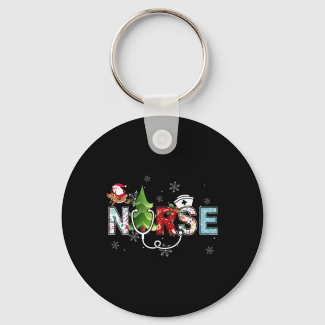 Nurse Christmas Stethoscope Nurses Xmas Pajamas Pj Schlüsselanhänger (Vorderseite)