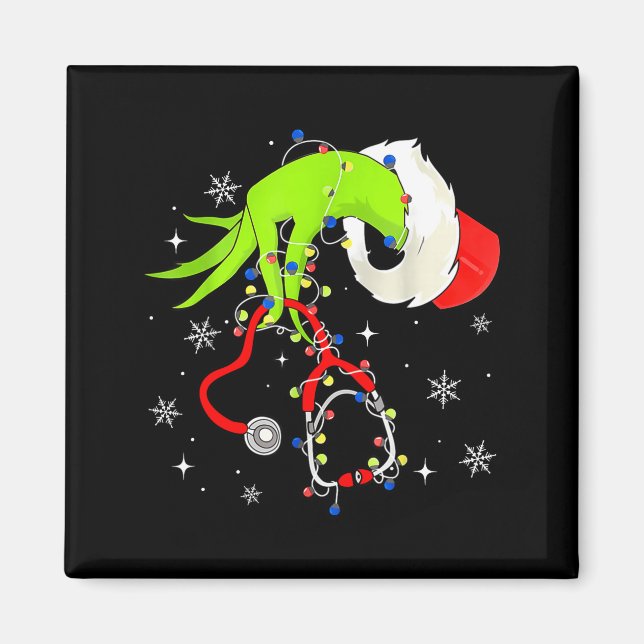 Nurse Christmas Stethoscope Nurses Xmas Pajamas Sa Magnet (Vorne)