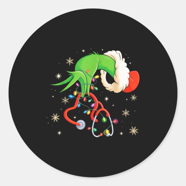 Nurse Christmas Stethoscope Nurses Xmas Santa Wome Runder Aufkleber (Vorderseite)
