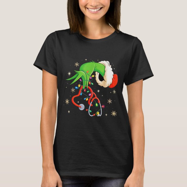 Nurse Christmas Stethoscope Nurses Xmas Santa Wome T-Shirt (Vorderseite)