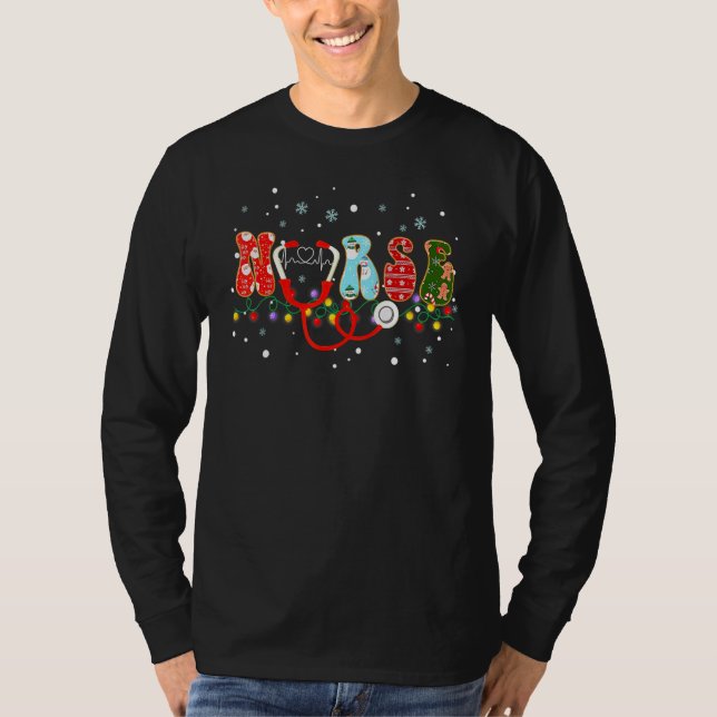 Nurse Christmas Stethoscope Nurses Xmas Scrub Top  (Vorderseite)