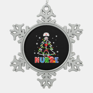 Nurse Christmas Tree Stethoscope RNLPN Scrub Schneeflocken Zinn-Ornament