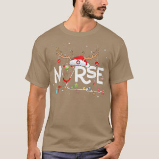 Nurse Christmas Weihnachtsmannmütze Snow Stethosco T-Shirt