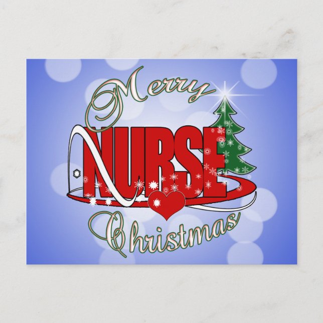 NURSE CHRISTMAS XMAS FEIERTAGSPOSTKARTE (Vorderseite)