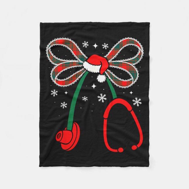 Nurse Coquette Bow Stethoscope Nursing Xmas Pjs Ch Fleecedecke (Vorderseite)