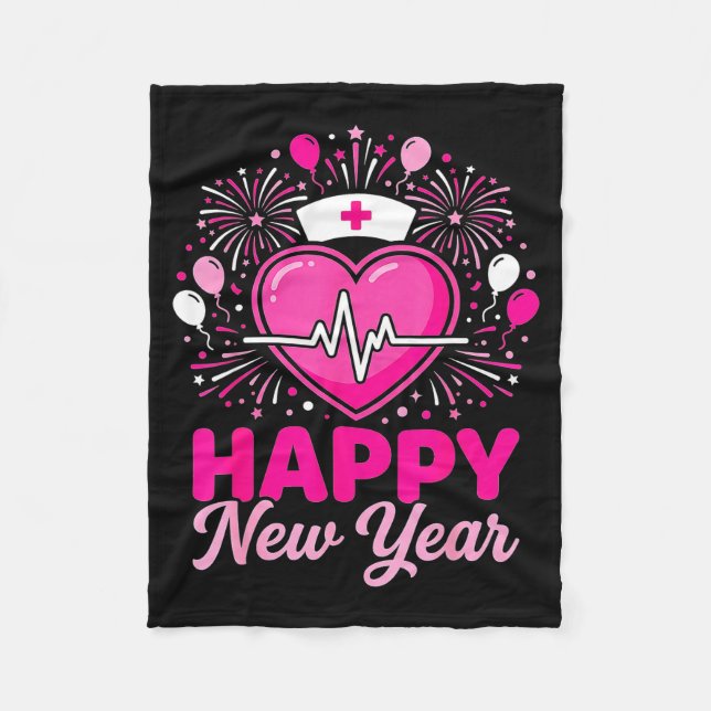 Nurse Crew Heartbeat Nye Countdown Party Year Happ Fleecedecke (Vorderseite)