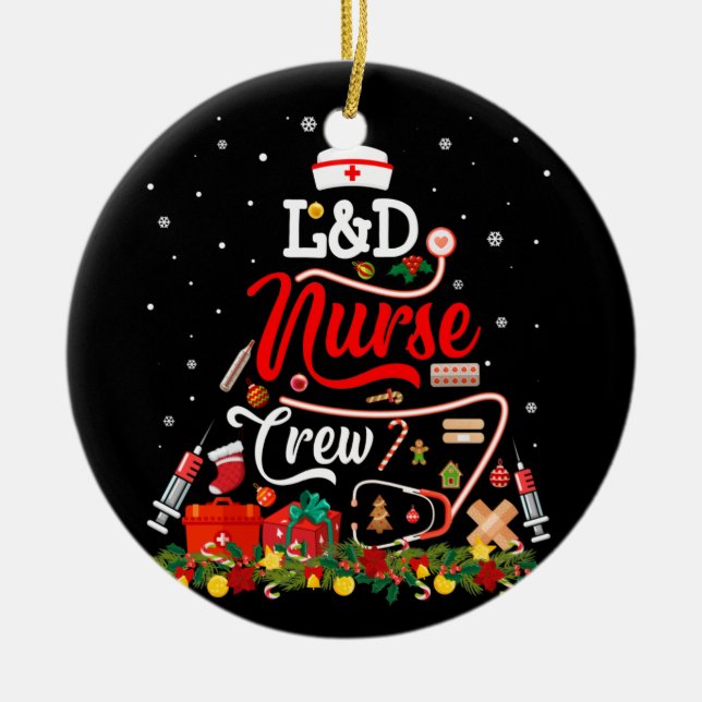 Nurse Crew Merry Christmas Labor-And-Delivery Keramik Ornament (Vorne)