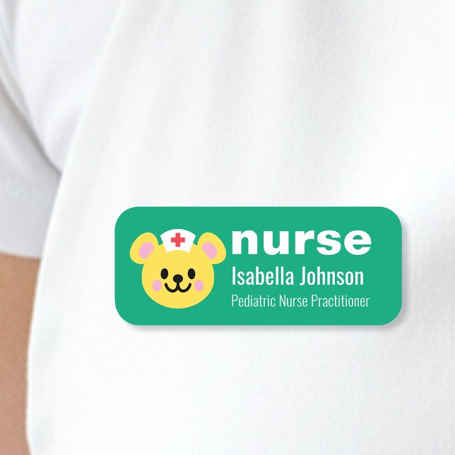 Nurse Custom Name Cute Dog Blue Namensschild (Von Creator hochgeladen)