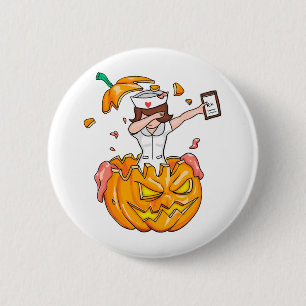 Nurse Dabbing Halloween T - Shirt Pumpkin Dab Gesc Button