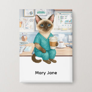Nurse Daly Life Kaffee Zuerst für Katzenliebhaber Button