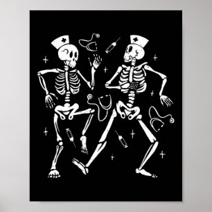 Nurse Dancing Skeleton Halloween Skelettkostüm Poster