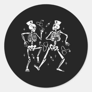 Nurse Dancing Skeleton Halloween Skelettkostüm Runder Aufkleber